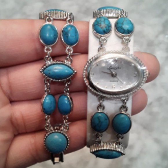 Lexington Watch and Bracelet Set turquoise silver - Picture 1 of 6